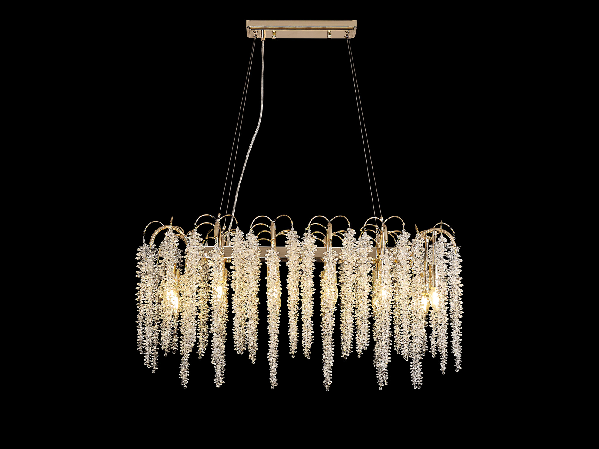 Wisteria French Gold Crystal Ceiling Lights Diyas Linear Crystal Fittings
